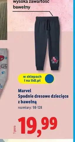 Lidl Spodnie dresowe dziecięce roz. 98-128 cm marvel oferta