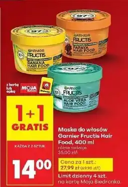 Biedronka Maska do włosów aloe vera Garnier Fructis Hair Food oferta