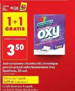 Biedronka Chusteczki jednorazowe chroniące przed zafarbowaniem Oxy Spotless oferta