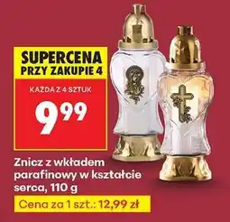 Biedronka Znicz z wkładem parafinowy w kształcie serca, 110 g oferta