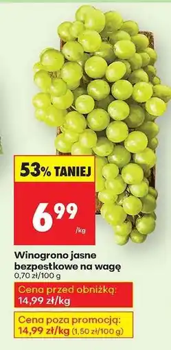 Biedronka Winogrono jasne bezpestkowe na wagę oferta