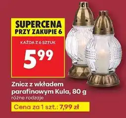 Biedronka Znicz z wkładem parafinowym Kula, 80 g oferta
