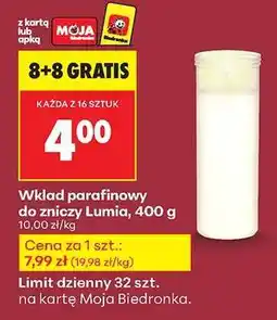 Biedronka Wkład parafinowy do zniczy Lumia, 400 g oferta