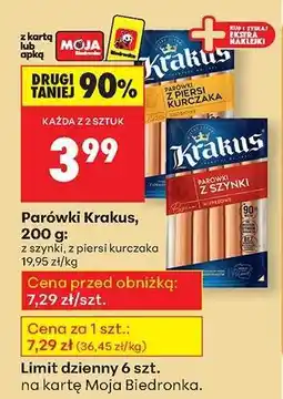 Biedronka Parówki Krakus, 200 g oferta