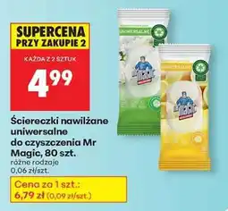 Biedronka Ściereczki nawilżane uniwersalne do czyszczenia Mr Magic, 80 szt oferta