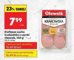 Biedronka Kiełbasa sucha krakowska z szynki Olewnik 150 g oferta