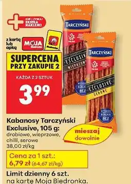 Biedronka Kabanosy Tarczyński Exclusive 105 g oferta