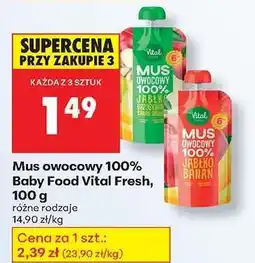 Biedronka Mus owocowy 100 % Baby Food Vital Fresh , 100 g oferta