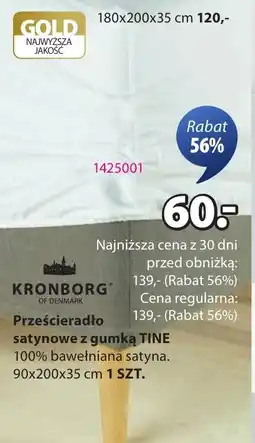 JYSK KRONBORG Prześcieradło satynowe z gumką TINE oferta