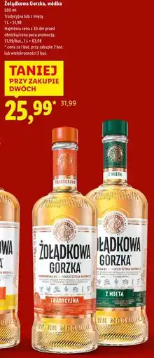 Lidl Wódka Żołądkowa Gorzka Z Miętą oferta