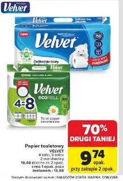 Carrefour Papier toaletowy rumianek i aloes Velvet Eco Roll oferta