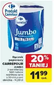 Carrefour Ręcznik papierowy jumbo Carrefour Essential oferta