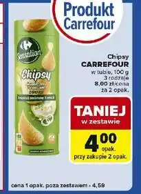 Carrefour Express Chipsy o smaku kwaśnej śmietany i cebulki tubie Carrefour Sensation oferta