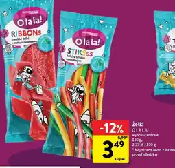 Intermarche Żelki O la la! Ribbons kwaśne żelki o smaku truskawkowym intersnack oferta