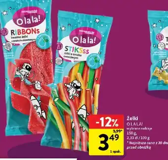 Żelki O la la! Ribbons kwaśne żelki o smaku truskawkowym intersnack