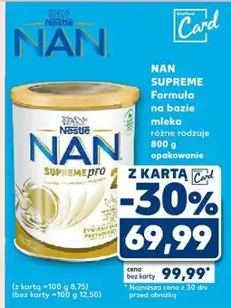 Kaufland Formuła Supreme na bazie mleka różne rodzaje NAN oferta
