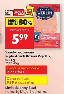 Biedronka Szynka gotowana w plastrach Kraina Wędlin oferta