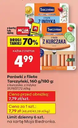 Biedronka Parówki z fileta z indyka Tarczyński oferta