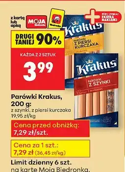 Biedronka Parówki z szynki Krakus oferta