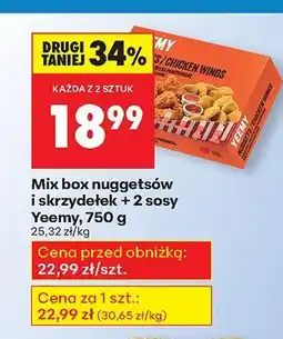 Biedronka Mix box nuggetsów i skrzydełek + 2 sosy Biesamy, 750 g oferta