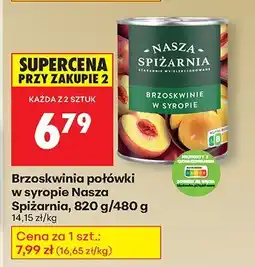 Biedronka Brzoskwinia połówki w syropie Nasza Spiżarnia, 820 g/480 g oferta