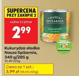 Biedronka Kukurydza słodka Nasza Spiżarnia, 340 g/285 g oferta