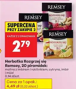 Biedronka Herbatka Rozgrzej się Remsey 20 piramidek: malina z imbirem i rokitnikiem oferta