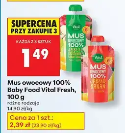 Biedronka Mus owocowy 100% Baby Food Vital Fresh, 100 g, różne rodzaje oferta