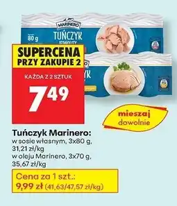 Biedronka Tuńczyk w sosie własnym 3x80 g Marinero oferta