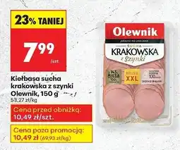 Biedronka Kiełbasa sucha krakowska z szynki Olewnik oferta