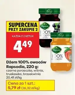 Biedronka Dżem 100% owoców czarna porzeczka, wiśnia, truskawka, brzoskwinia Rapsodia oferta