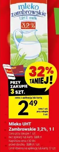 Twój Market Mleko UHT Zambrowskie 3,2%, 1 l oferta