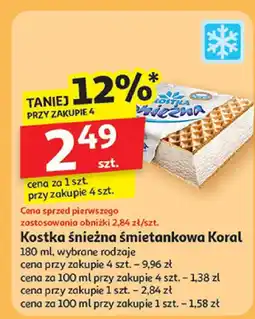 Auchan Kostka śnieżna śmietankowa Koral 180 ml, różne rodzaje oferta