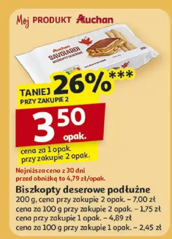 Auchan Biszkopt podłużne Auchan 200 g oferta