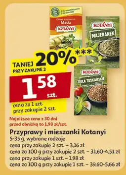 Auchan Przyprawy i mieszanki Kotanyi 5-35g, wybrane rodzaje oferta