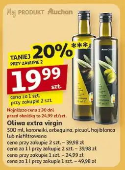 Auchan Oliwa niefiltrowana 500ml, koronaki, arbequino, picual, hojiblanca lub niefiltrowana Auchan oferta