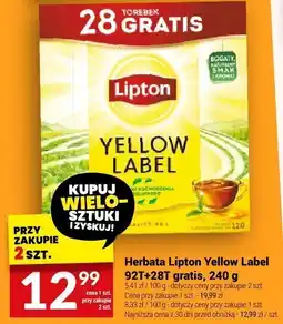 Twój Market Herbata Lipton Yellow Label 92T+28T gratis, 240 g oferta