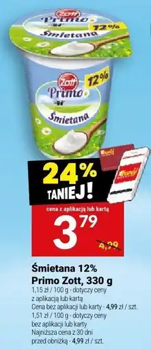 Twój Market Śmietana 12% Primo Zott, 330 g oferta