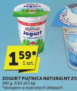 Euro Sklep Jogurt Piątnica Naturalny 2% 180 g oferta