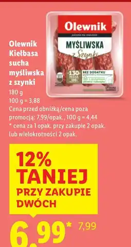 Lidl Olewnik Kiełbasa sucha myśliwska z szynki oferta