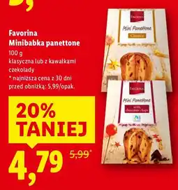 Lidl Ciasto Favorina Minibabka panettone klasyczna lub z kawałkami czekolady oferta