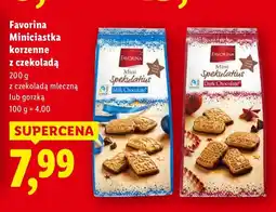 Lidl Ciastka Favorina Miniciasta korzenne z czekoladą z czekoladą mleczną lub gorzką oferta