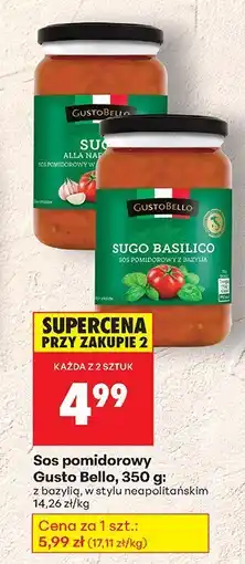 Biedronka Sos pomidorowy Gusto Bello, 350 g: z bazylią, w stylu neapolitańskim oferta
