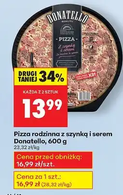 Biedronka Pizza rodzinna z szynką i serem Donatello oferta