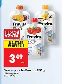 Biedronka Jogurt Skyr w pouchu Fruvita różne rodzaje oferta