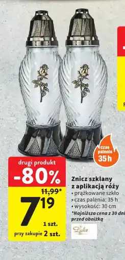 Intermarche Znicz szklany z aplikacją róży oferta