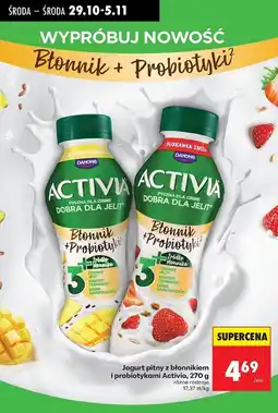 Biedronka Jogurt truskawka zboża błonnik + probiotyki Danone Activia oferta