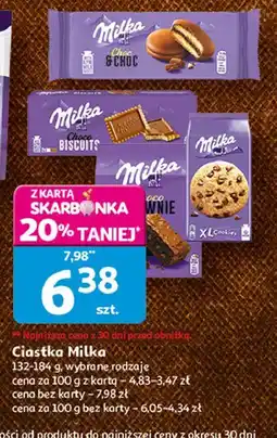 Auchan Ciastko czekoladowe z kremem i kawałkami czekolady Milka Choco Brownie oferta