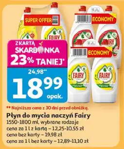 Auchan Płyn do naczyń lemon 900 ml + płyn extra citrus 650 Fairy oferta