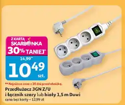 Auchan Przedłużacz 3 gniazda 1.5 m z uziemieniem biały Duwi oferta